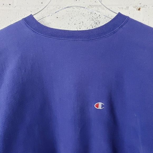 Vintage 90s Champion Reverse Weave Sweatshirt Crewneck Size L Blue Purple - Picture 3 of 8